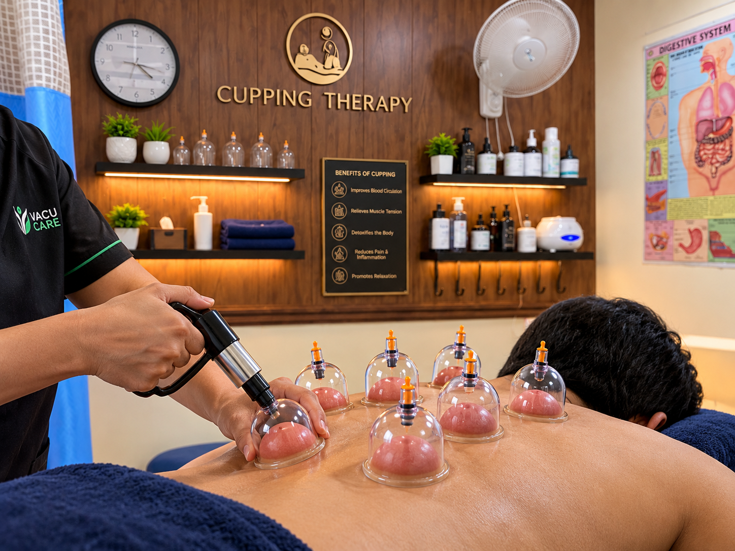 Hijama wet cupping therapy with sterile setup at Vacu Care Noida Extension