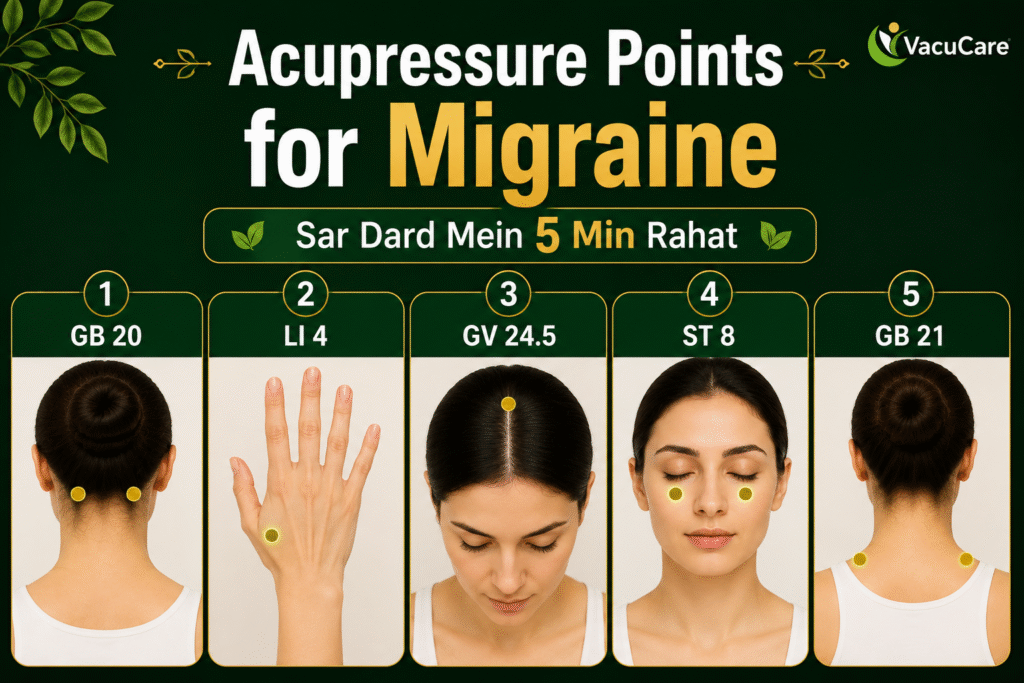 Acupressure Points for Migraine — Sar Dard Mein 5 Min Rahat VacuCare