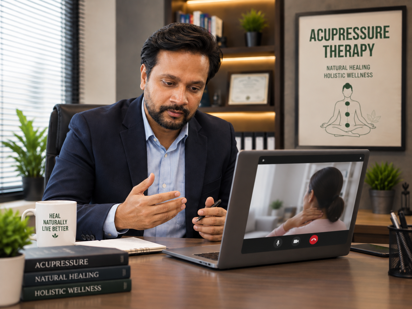 Online acupressure video consultation with Vacu Care certified therapist